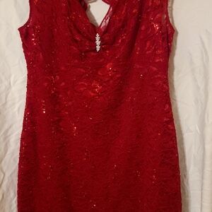 Blu Sage Red Ruched Sheath Dress Sleeveless